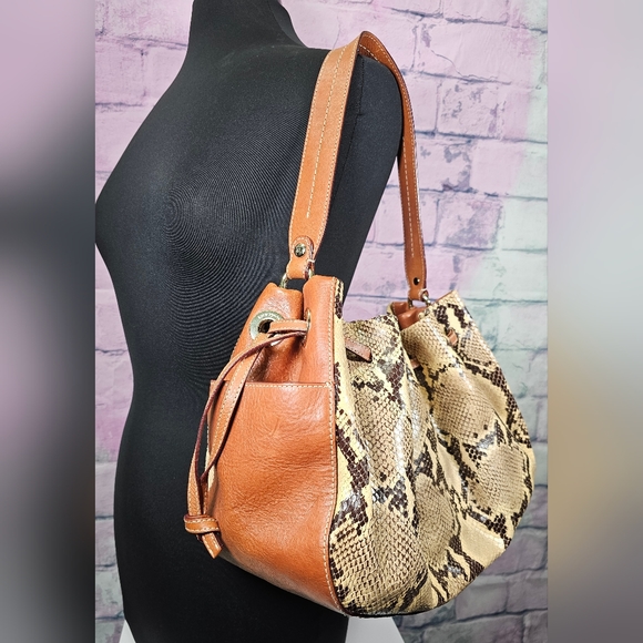 Vintage Kate Spade Snakeskin Drawstring Shoulder Bag - Picture 14 of 15